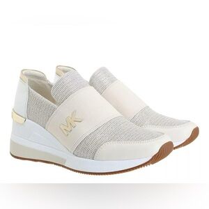 Michael Kors Women's Beige and White Slip-On Sneakers